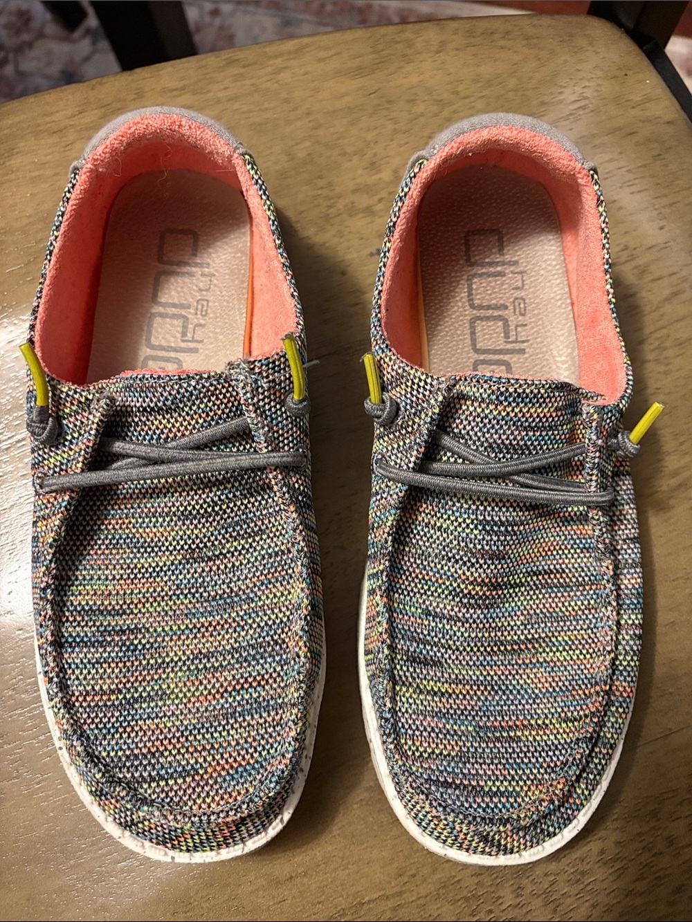 Hey Dude Multicolor Knit Slip-On Shoes with Coral Interior